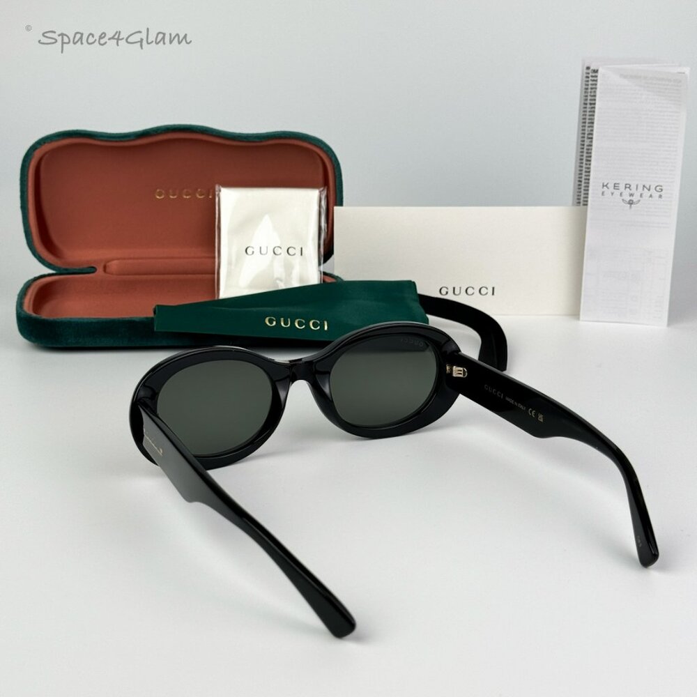 BRAND NEW Gucci GG1587S 001 Black Grey Unisex Oval Sunglasses GG 1587S - Picture 5 of 11